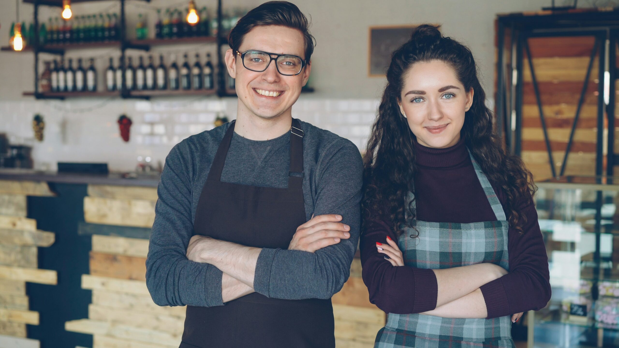 Small business owners in their shop